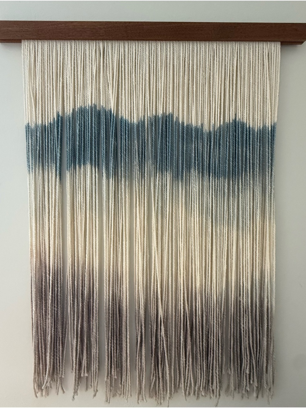 Original Lauren Williams Handmade Cream Wall Hanging with Blue and Gray Accents